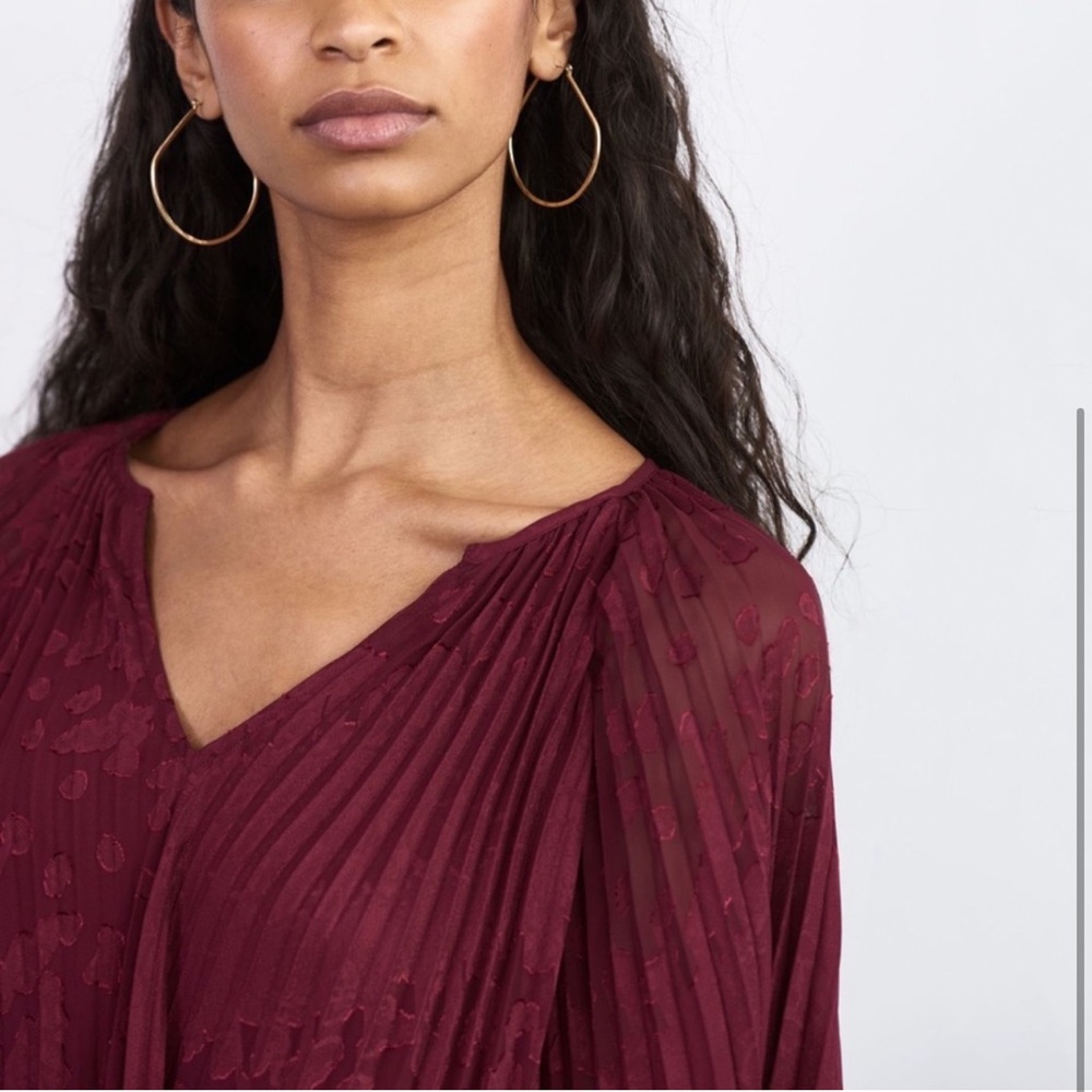 NWT Anthropologie Toulon Accordion Pleated Mini Dress Plum Small - Picture 3 of 8